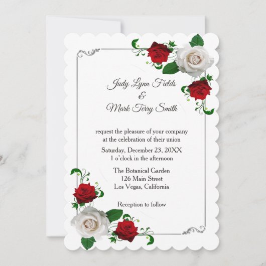 Rood en wit Roos kerstfeest Kaart (Voorkant)