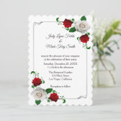 Rood en wit Roos kerstfeest Kaart (Staand voorkant)