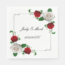 Rood en wit Roos kerstfeest Servet
