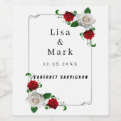 Rood en wit Roos kerstfeest Wijn Etiket (Enkel label)