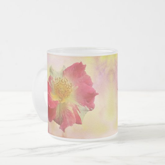 Rood en wit Roos Matglas Koffiemok (Voorkant links)