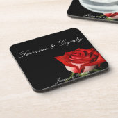 Rood en wit Roos Persoonlijk huwelijk Bier Onderzetter (Linkerzijde)