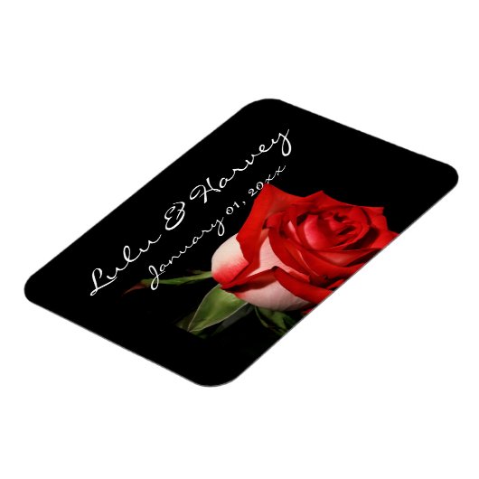 Rood en wit Roos Persoonlijk huwelijk Magneet (Linkerzijde)