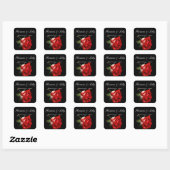 Rood en wit Roos Persoonlijk huwelijk Vierkante Sticker (Vel)