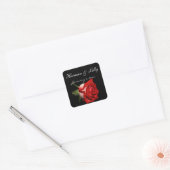 Rood en wit Roos Persoonlijk huwelijk Vierkante Sticker (Envelop)