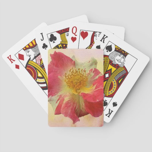 Rood en wit Roos Pokerkaarten (Achterkant)