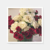 Rood en wit Roos Servetten (Voorkant)