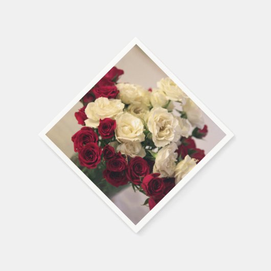 Rood en wit Roos Servetten (Hoek)