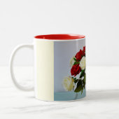 Rood en wit roos tweekleurige koffiemok (Links)