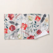 Rood en wit Roos Veren Houtpatroon Handdoek (Handdoek)