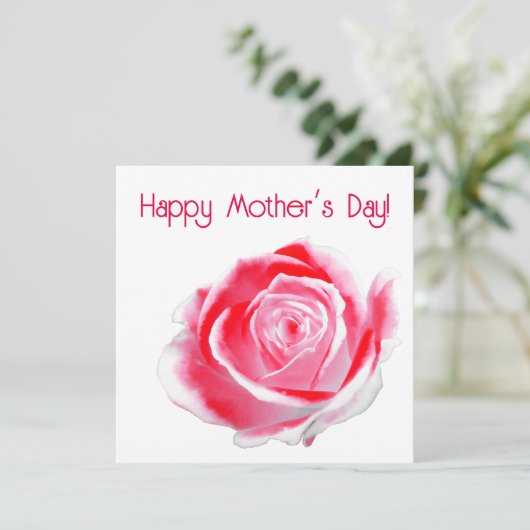 Rood en wit roos voor moederdag kaart (Staand voorkant)