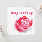 Rood en wit roos voor moederdag kaart (Voorkant / Achterkant in situ)