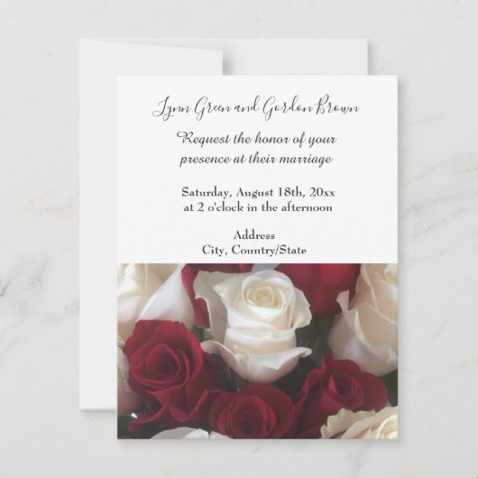 Rood en wit Roos Weddenschap Kaart (Voorkant)