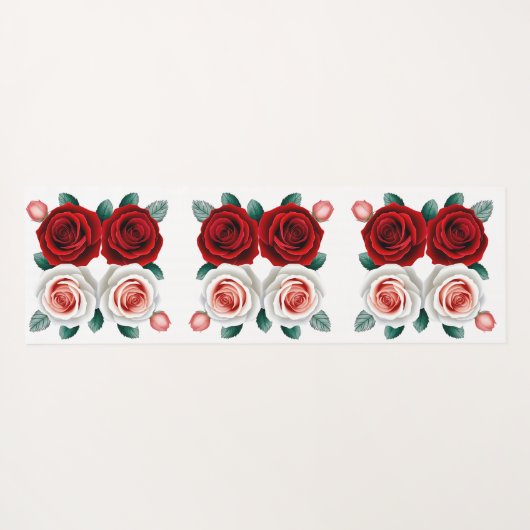 Rood en wit Roos Yogamat (Achterkant (horizontaal))