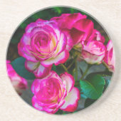 Rood en wit Roos Zandsteen Onderzetter (Voorkant)