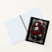 Rood en Wit Rose Boeket Gothic Notitieboek (Binnen)