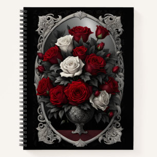 Rood en Wit Rose Boeket Gothic Notitieboek