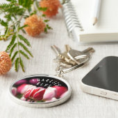 Rood en wit, roze Tulpen *personaliseren* Sleutelhanger (Zijkant)
