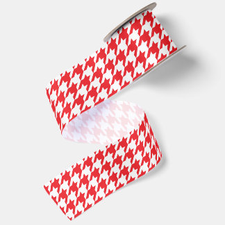 Rood en Wit Rutpatroon Satijnen Lint