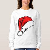 Rood en Wit Santa Hat Schets Kerstmis Trui (Voorkant)