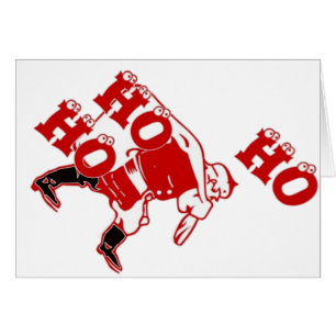 Rood en wit Santa Walking Ho Ho Art Print