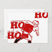 Rood en wit Santa Walking Ho Ho Art Print Briefkaart (Voorkant / Achterkant)