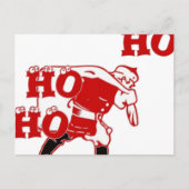 Rood en wit Santa Walking Ho Ho Art Print Briefkaart (Voorkant)