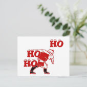 Rood en wit Santa Walking Ho Ho Art Print Briefkaart (Staand voorkant)