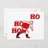 Rood en wit Santa Walking Ho Ho Art Print Briefkaart (Voorkant / Achterkant)