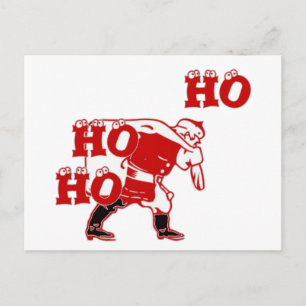 Rood en wit Santa Walking Ho Ho Art Print Briefkaart
