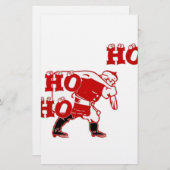 Rood en wit Santa Walking Ho Ho Art Print Briefpapier (Voorkant / Achterkant)