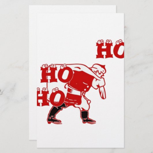 Rood en wit Santa Walking Ho Ho Art Print Briefpapier (Voorkant / Achterkant)