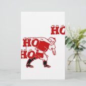 Rood en wit Santa Walking Ho Ho Art Print Briefpapier (Staand voorkant)
