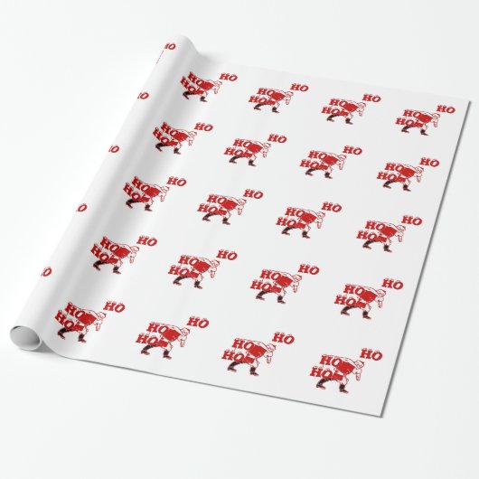 Rood en wit Santa Walking Ho Ho Art Print Cadeaupapier (Uitgerold)
