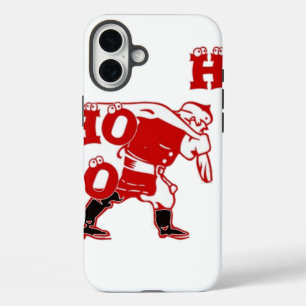 Rood en wit Santa Walking Ho Ho Art Print iPhone 16 Plus Hoesje