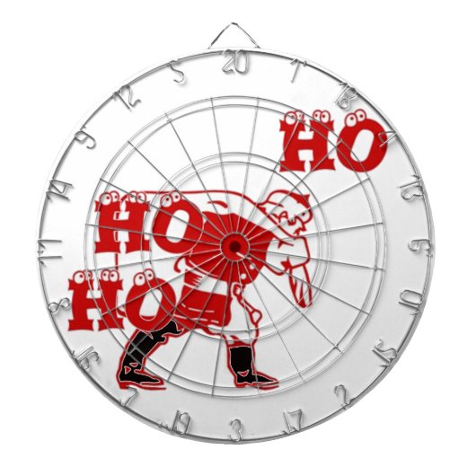 Rood en wit Santa Walking Ho Ho Art Print Dartbord (Voorkant)
