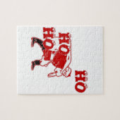Rood en wit Santa Walking Ho Ho Art Print Legpuzzel (Horizontaal)