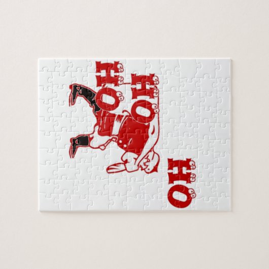 Rood en wit Santa Walking Ho Ho Art Print Legpuzzel (Horizontaal)