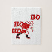 Rood en wit Santa Walking Ho Ho Art Print Legpuzzel (Verticaal)
