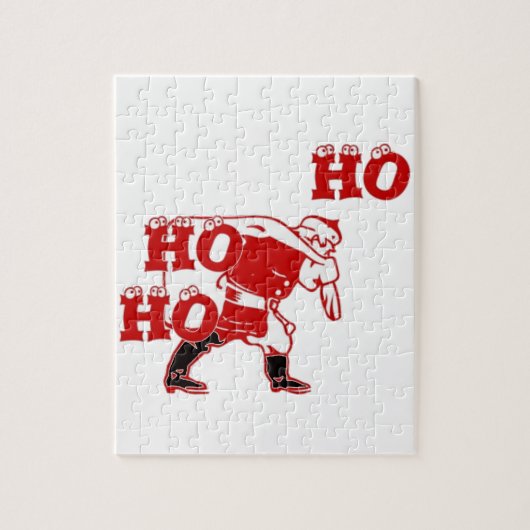 Rood en wit Santa Walking Ho Ho Art Print Legpuzzel (Verticaal)