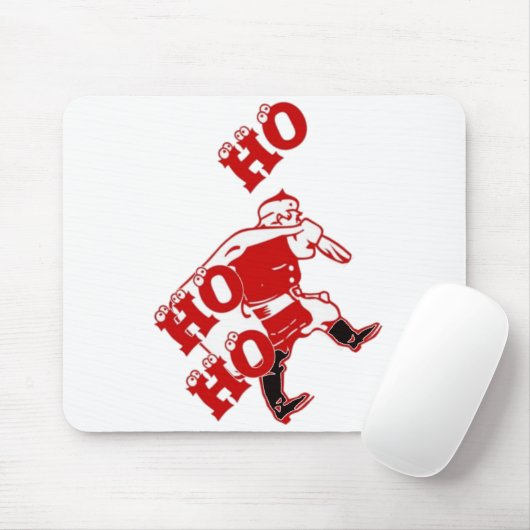 Rood en wit Santa Walking Ho Ho Art Print Muismat (Met muis)