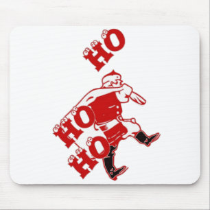 Rood en wit Santa Walking Ho Ho Art Print Muismat