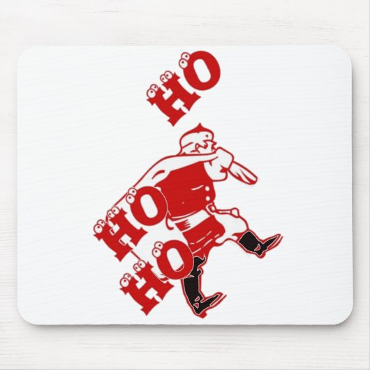 Rood en wit Santa Walking Ho Ho Art Print Muismat (Voorkant)