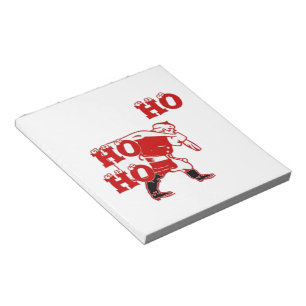 Rood en wit Santa Walking Ho Ho Art Print Notitieblok