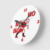 Rood en wit Santa Walking Ho Ho Art Print Ronde Klok (Hoek)