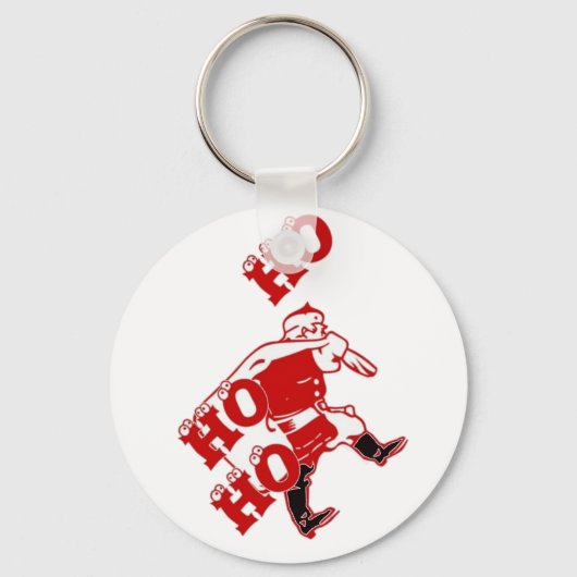 Rood en wit Santa Walking Ho Ho Art Print Sleutelhanger (Voorkant)