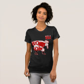 Rood en wit Santa Walking Ho Ho Art Print T-shirt (Voorkant volledig)