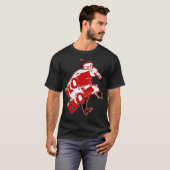 Rood en wit Santa Walking Ho Ho Art Print T-shirt (Voorkant volledig)