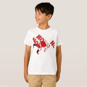 Rood en wit Santa Walking Ho Ho Art Print T-shirt (Voorkant volledig)