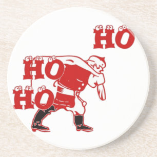 Rood en wit Santa Walking Ho Ho Art Print Zandsteen Onderzetter